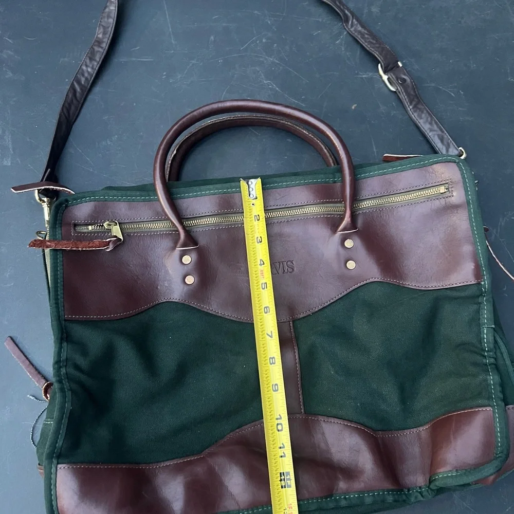 Orvis Men's Green and Brown Leather-Trim Canvas Travel Bag